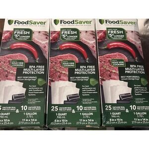 3 - FoodSaver FBSQ25G10-NP BPA free Sous Vide Bags ** NEW **